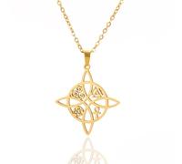 Hao Wu Xuan Celtic Knot Necklace For Women Stainless Steel Witchcraft Vintage Trendy Spiral Cross Irish Amulet Jewelry Gift In