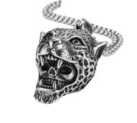 Hao Wu Xuan Cheetah Skull Necklaces 316L Stainless Steel Jungle Warrior Men Pendants Chain Rock Party for Friend Male Jewelry Gift