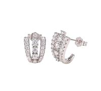 Hao Wu Xuan Chic Three Line Claw Stud Earrings with Sparkling White CZ Fashion Ear Piercing Accessories for Women Statement Jewelry