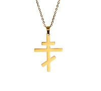 Hao Wu Xuan Church Cross Pendant Stainless Steel Necklaces for Women Men Russia Slavic Choker Pray Jewelry Gift