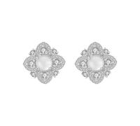 Hao Wu Xuan Classic Diamond inlay Flower earings stud silver Natural Ice chalcedony earrings for women Luxury Art Small Fresh Jewelry