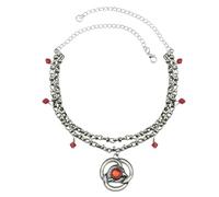 Hao Wu Xuan Classic Movie American Rhaenyra Targaryen Red Ruby Double Layer Chains Necklace Fashion Jewelry