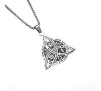 Hao Wu Xuan Classic Odin Trinity Nordic Runes Alphabet Stainless Steel Pendant Necklace for Men Amulet Witch Celtic Knot Jewelry