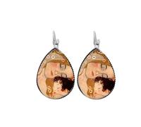 Hao Wu Xuan Classic Painting Teardrop Earrings Jewelry Gustav Klimt The Kiss Picture Glass Dome Water Drop Women Earrings