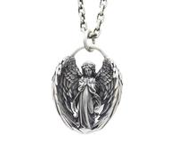 Hao Wu Xuan Classic Praying Angel Wings Pendant Necklace Men Women Fashion Protection Amulet Jewelry Birthday Gift