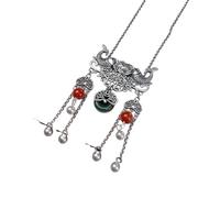 Hao Wu Xuan Classic r Fish Lotus Flower Necklace for Women Female Exaggerated Ethnic Style Natural Chalcedony Green Pendant Jewelry