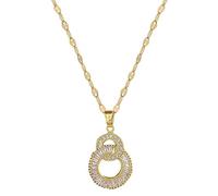 Hao Wu Xuan Classic Retro Double Circle Design Micro-inlaid Stainless Steel Necklace Fashion Light Luxury Jewelry Party Pendant