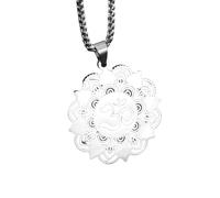 Hao Wu Xuan Classic Simple and Beautiful Flower of Life Stainless Steel Necklace Lotus Unisex Cool Pendant Jewelry Accessories
