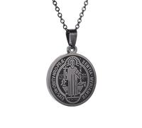 Hao Wu Xuan Classic Stainless Steel St. Benedict's Cross Medal Pendant Necklace Men Women Fashion Exorcist Amulet Jewelry