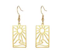 Hao Wu Xuan Classic Tarot Card Sun Pendant Earrings for Women Girl Stainless Steel Divination Jewelry Gift