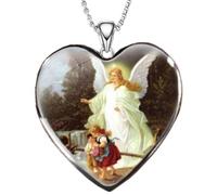 Hao Wu Xuan Classic Women Jesus Necklace Stainless Steel Heart Pendant Engagement Necklaces for Jesus Jewelry Gift