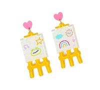 Hao Wu Xuan Colorful Cartoon Dangle Earrings Female Cute And Fun Pencil Drawing Board Ear Jewelry Sweet Gift For Girls