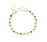 Hao Wu Xuan Colorful gemstone bracelet for women light luxury simple and round bangles in rose golden luster party jewelry