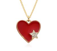 Hao Wu Xuan Colorful Heart Charms Micro-inlaid Star Necklace for Women Choker Chain Pendant Jewelry Accessories