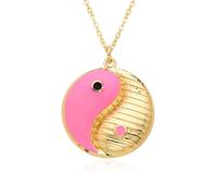 Hao Wu Xuan Colorful Round Yin Yang Charms Eight Trigrams Necklace for Women Tai Chi Diagram Choker Pendant Jewelry Making DIY Accessories