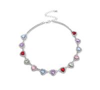 Hao Wu Xuan Colors Heart Collarbone Necklace Crystal Love Chain Colar Colares Choker Necklaces Cadenas Para Mujer