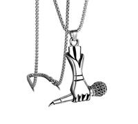Hao Wu Xuan Creative and exaggerated personality singer microphone necklace, male domineering trend, domineering titanium steel pendant