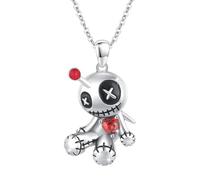 Hao Wu Xuan Creative Cartoon Voodoo Doll Red Heart Pendant Necklace for Girl Thriller Trendy Necklace Jewelry Accessories Gifts