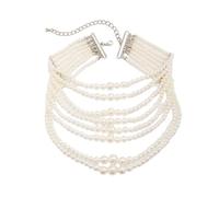 Hao Wu Xuan Creative Elegant Imitation Pearl Beads Chain Necklace for Women Clares Goth Round Circle Choker Jewelry Party Accessories
