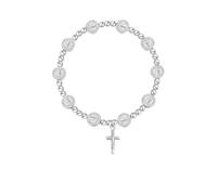Hao Wu Xuan Cross Bracelet Round Rosary Children Baptism Bracelet Favor Catholic Mini Rosary Beads Bracelet For Women Gift