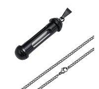 Hao Wu Xuan Cross Engraved Medical Alert ID Pendant Necklaces for Men Women Stainless Steel Emergency Pill Case Tube Holder Memorial Jewelry