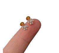 Hao Wu Xuan Crystal Cartilage Earring Heart Moon Lat Labret Back Ear Helix Daith Conch Tragus Stainless Steel Earring Piercing Jewelry