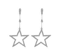 Hao Wu Xuan Crystal Rhinestone Hollow Five-pointed Star Hanging Earrings for Women Fashion Jewelry Gifts