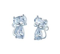 Hao Wu Xuan Cute Cat Animal Stud Earrings for Women Crystal CZ Exquisite Teens Ear Piercing Earrings Fancy Gift Statement Jewelry