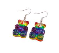 Hao Wu Xuan Cute Colorful Gummy Bear Drop Earrings for Women Girls Cartoon 3D Bear Earrings Party Holiday Jewelry Gifts