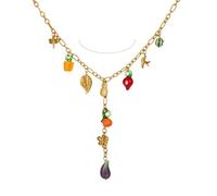 Hao Wu Xuan Cute Fruit Vegetable Dangle Necklace for Women Theme Party Gold Plated Tarnish Free Stainless Steel Vaion Jewelry