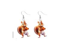 Hao Wu Xuan Cute Squirrel Drop Earrings for Women Girls Fancy Animal Pinecone Cone Umbrella Dangle Hook Jewelry Party Ear Stud Gifts
