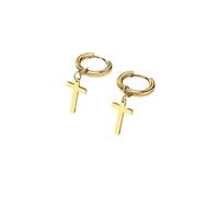 Hao Wu Xuan Dainty Minimalist Color Dangling Cross Shaped Charm Huggie Pierced Hoop Earrings For Guy Men Women Jewelry