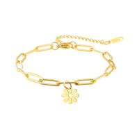 Hao Wu Xuan Daisy Flower Bracelet for Women Girls Paperclip Chain Stainless Steel Jewelry Valentine's Day Gift