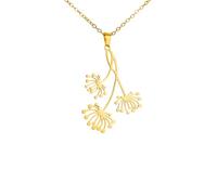 Hao Wu Xuan Dandelion Necklace For Women Gold Color Stainless Steel Plant Bohemian Fashion Cross Chain Pendant Wedding Jewelry Gift
