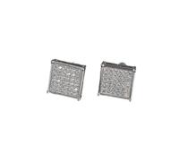 Hao Wu Xuan Dazzling Zircon Silver Color Square Stud Earrings for Women Luxury Wedding Jewelry Anti Allergy Earrings