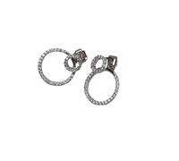 Hao Wu Xuan Delie Micro Zircon Front And Back Rhinestone Circle Stud Earrings For Women 2025 Jewelry Party Gifts