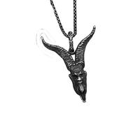 Hao Wu Xuan Devil Pendants Vintage Goat Horn Necklace 316L Stainless Steel Men Chain Rock Punk Jewelry Xmas Gift for Male Friend Accessories