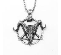 Hao Wu Xuan Devil Satan Pendant Retro Goat Horn Necklaces 316L Stainless Steel Men Chain Punk Rock Jewelry for Male Biker Friend Accessories