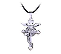 Hao Wu Xuan dongsheng Alchemist Edward Necklace Elric's Flamel Cross Symbol Pendant With Rope Chain