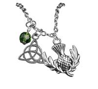 Hao Wu Xuan dongsheng Fashion Outlander Scottish Thistle Necklace Hollow-out Knot Crystal Charm Necklace For Women Amulet Jewelry Xmas Gifts