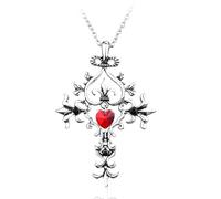 Hao Wu Xuan dongsheng The Vampire Diaries Red Crystal Sacred Heart Cross Pendant Necklace Vintage Gothic Jewelry For Women Girls Gifts
