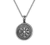 Hao Wu Xuan Double-sided Norse Runes Ouroboros Necklaces Men Vintage Viking Valknut Amulet Pendant Ethnic Scandinavian Male Jewelry