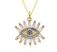 Hao Wu Xuan Dreamcatcher Gold Color Evil Turkish Wedjat Eye Horus Charms Colorful Inlaid Zircon Necklace for Women Choker Pendant Jewelry