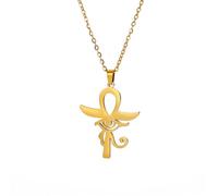 Hao Wu Xuan Egypt Ankh Cross Key of Life Necklace for Women Men synthesis Eye of Horus Necklaces Protection Amulet Jewelry