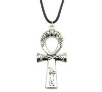 Hao Wu Xuan Egypt Ankh Cross Necklace Egypt Ankh Cross Wax Rope Chain Necklace Egypt Ankh Cross Pendant Black Leather Chain Necklace