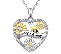 Hao Wu Xuan Elegant Heart Shaped Bee Sunflower Pendant Necklace for Women Fashionable Sweet - Honey Jewelry Unique Valentine's Day Gifts
