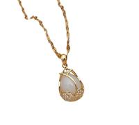 Hao Wu Xuan Elegant Tulip Drop Necklace for Women Opal Jewelry Golden Necklace Luxury Classic Party Clavicle Chain Jewelry Gifts