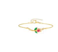 Hao Wu Xuan Elegant Tulip Rose Bracelet For Women's Bracelets Girls Colorful Flower Gold Color Chain Bracelets Aesthetic Jewelry Mom Gift