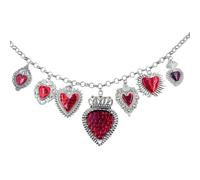 Hao Wu Xuan Enamel Red Sacred Heart Amulet Pendant Necklace God Crown Stainless Steel Chain Necklaces Christian Mexican holic Jewelry