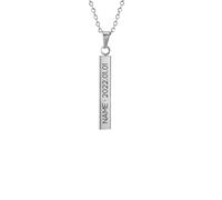 Hao Wu Xuan Engraved Bar Necklace Custom Coordinate Name For Men and Women Personalized Stainless Steel Mantra Gift For Family